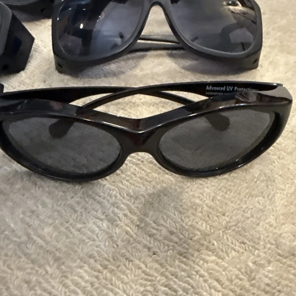 Sunglasses Lot 8 SOLAR SHIELDS BLACK WRAP EYE PROTECTION-All 8 pairs included